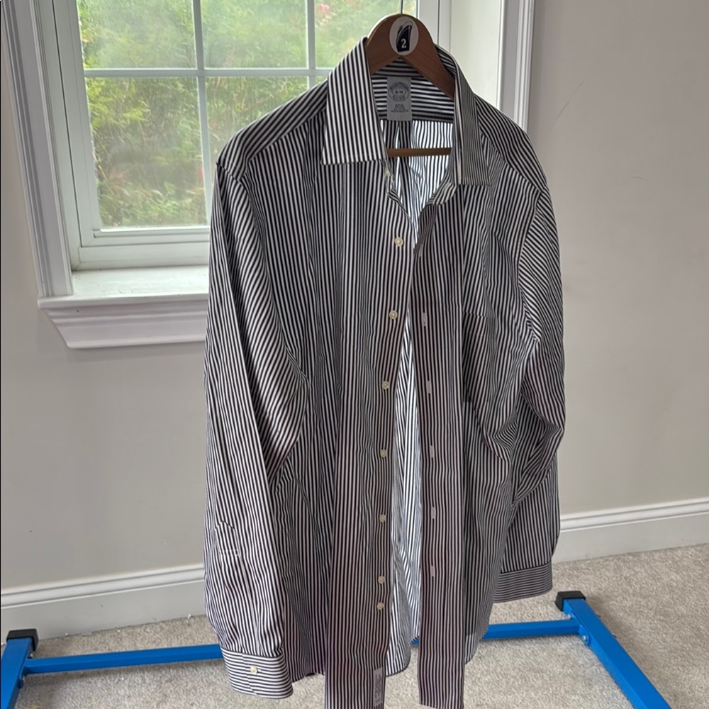 Brooks Brothers Black and White Striped Dress Shirt